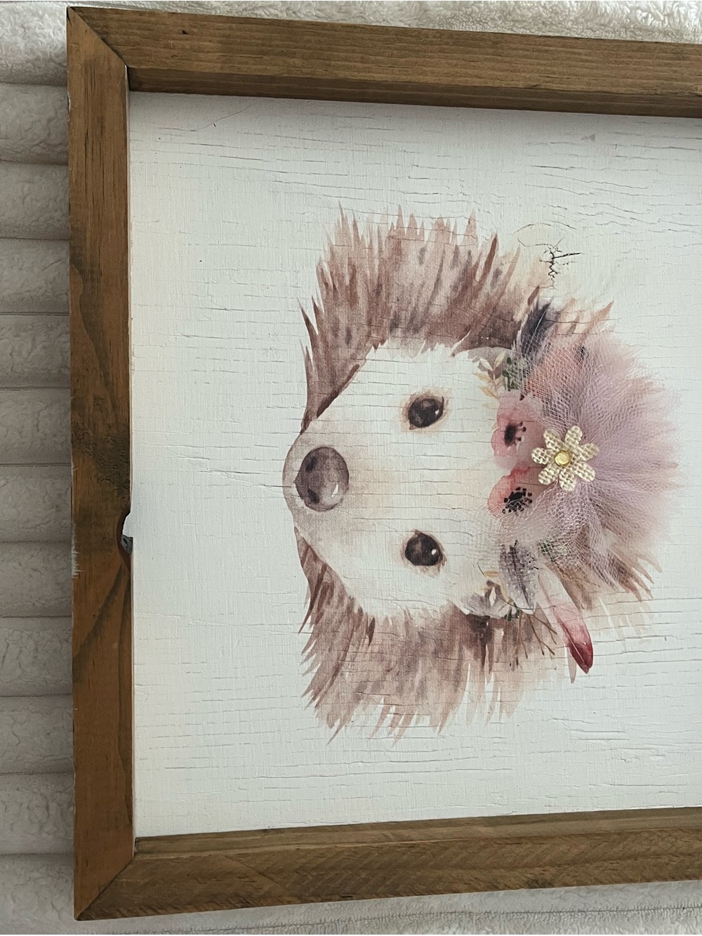 Framed Pink Floral Hedgehog Wall Art